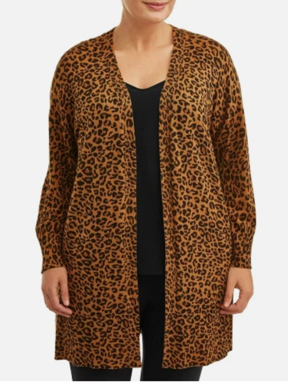 Terra & Sky Brown Animal Print Longline Cardigan 2X